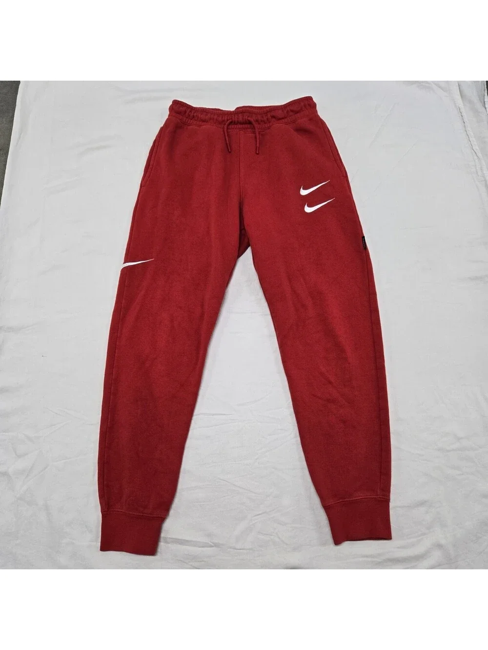 EUC Sz SMALL Nike NSW AllOver Swoosh Fleece Sweatpants University Red CJ4869-657